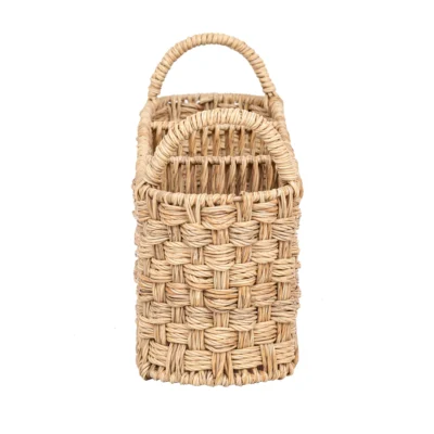 Beige Oval Rattan Caddy